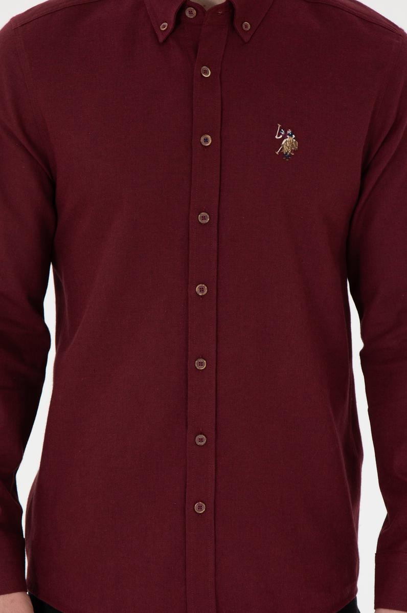 Erkek Bordo Uzun Kollu Basic Gömlek