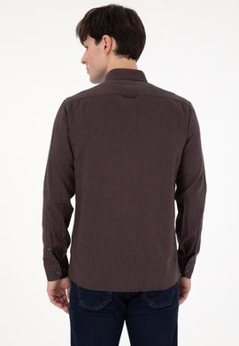 Erkek Kahverengi Uzun Kollu Basic Gömlek - 50293980075