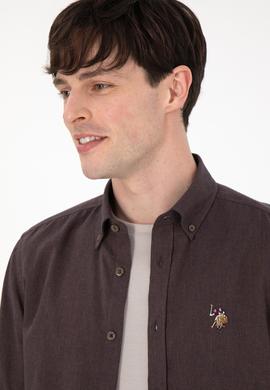 Erkek Kahverengi Uzun Kollu Basic Gömlek - 50293980075