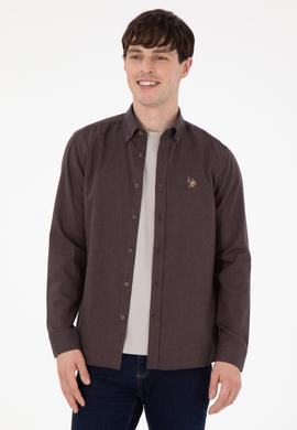 Erkek Kahverengi Uzun Kollu Basic Gömlek - 50293980075