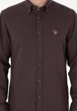 Erkek Kahverengi Uzun Kollu Basic Gömlek - 50293980075