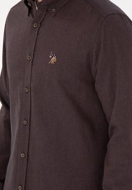 Erkek Kahverengi Uzun Kollu Basic Gömlek - 50293980075