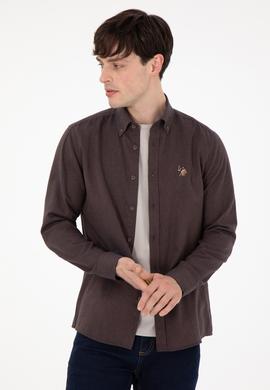 Erkek Kahverengi Uzun Kollu Basic Gömlek - 50293980075