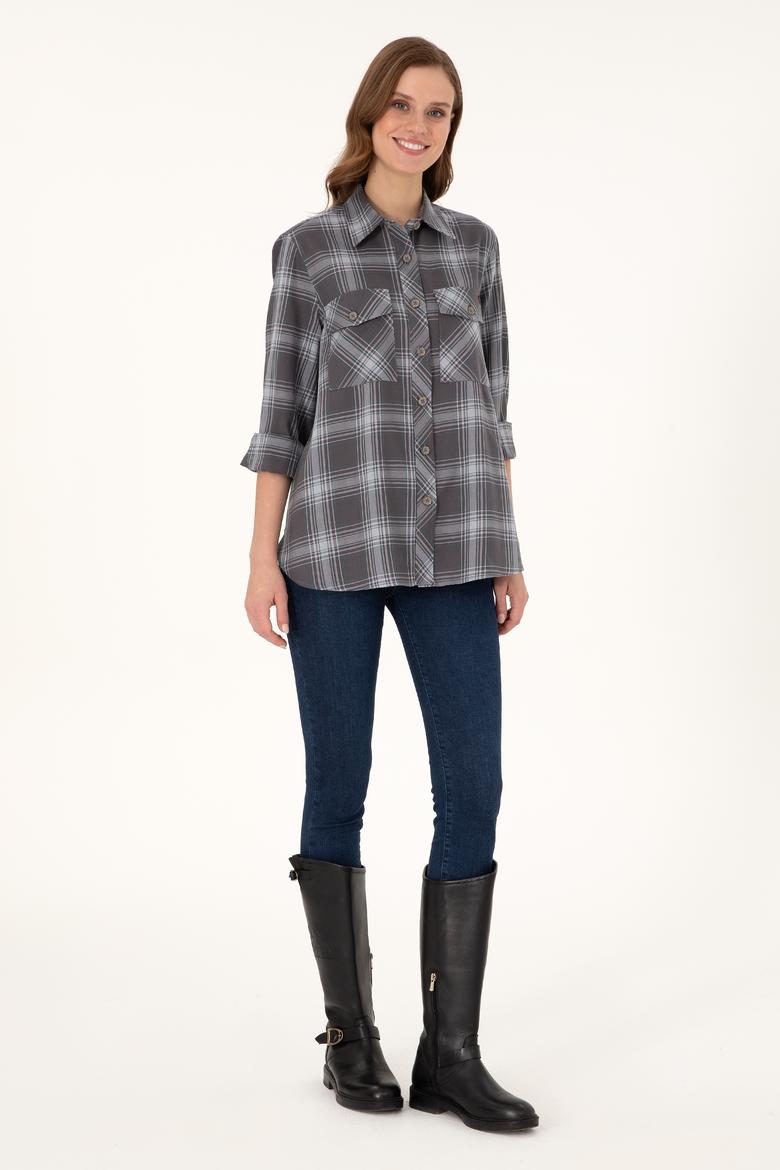 Kadın Gri Uzun Kollu Tunik Gömlek - 50297096010