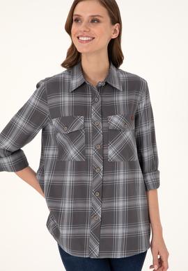 Kadın Gri Uzun Kollu Tunik Gömlek - 50297096010