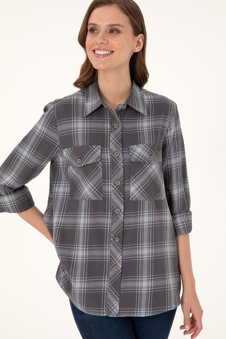 Kadın Gri Uzun Kollu Tunik Gömlek - 50297096010