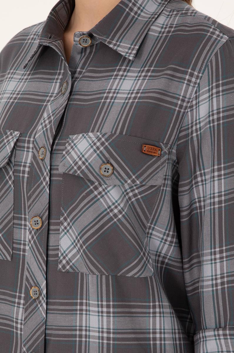 Kadın Gri Uzun Kollu Tunik Gömlek