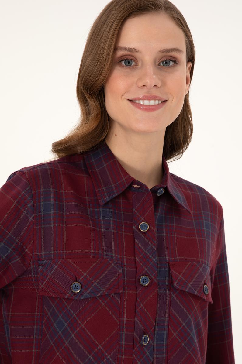 Kadın Kırmızı Uzun Kollu Tunik Gömlek