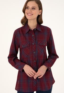 Kadın Kırmızı Uzun Kollu Tunik Gömlek - 50297096003