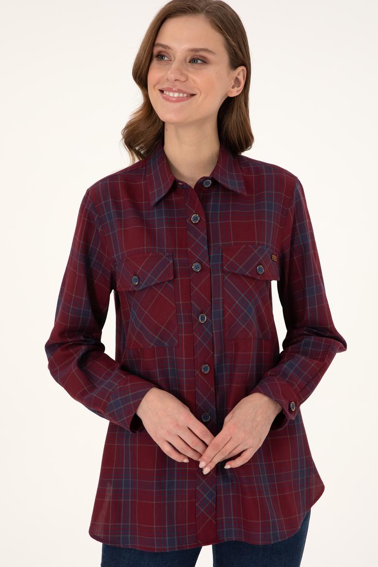 Kadın Kırmızı Uzun Kollu Tunik Gömlek - 50297096003