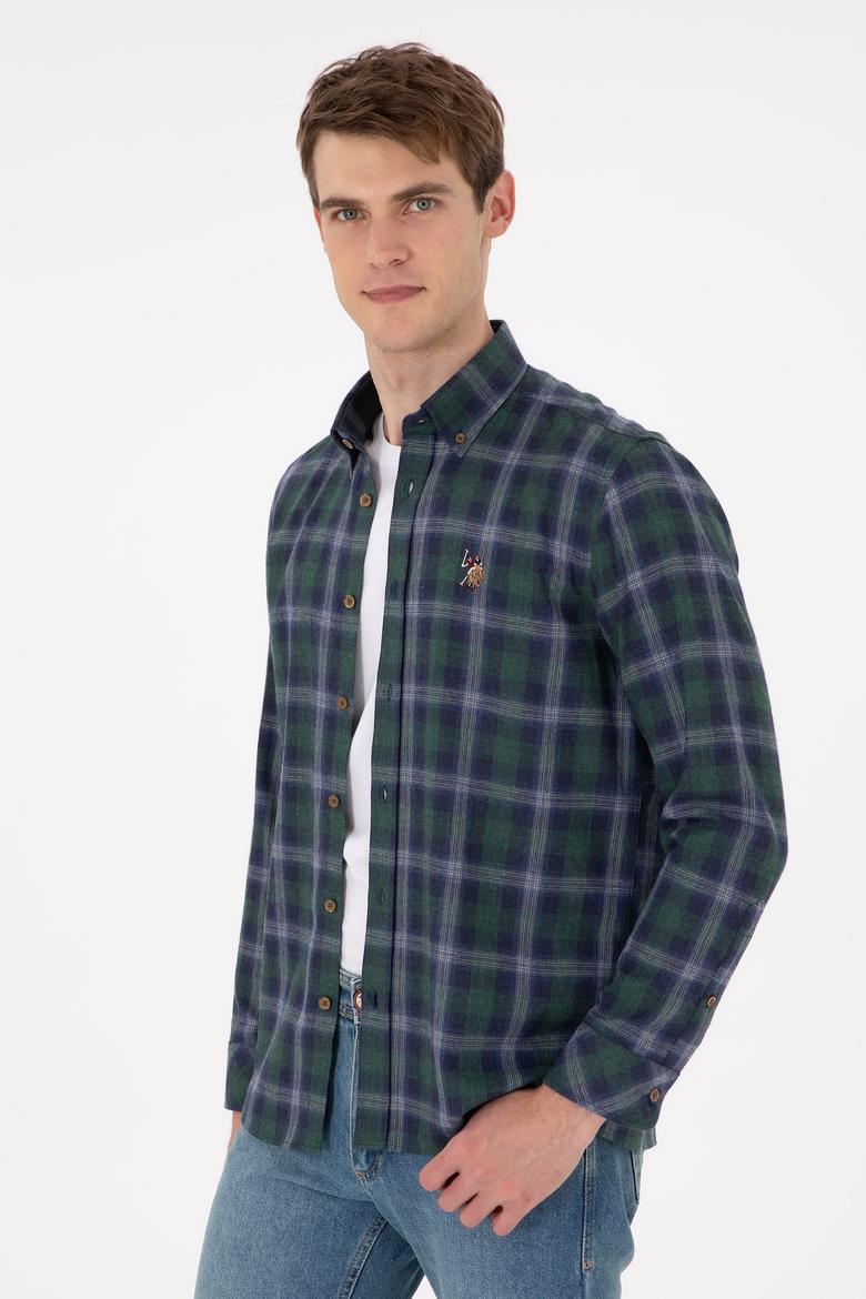 Erkek Haki Uzun Kollu Gömlek