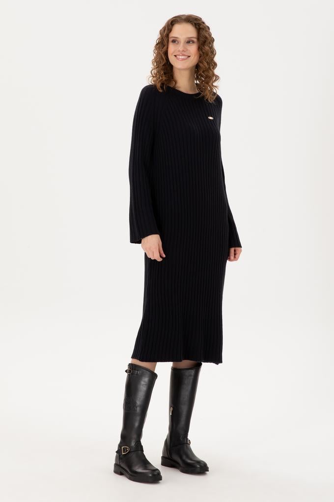 Kadın Lacivert Midi Boy Triko Elbise