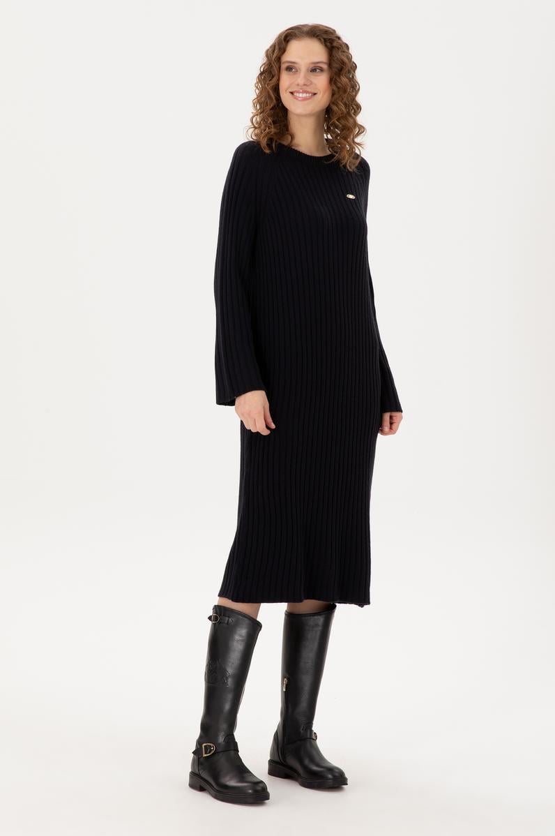 Kadın Lacivert Midi Boy Triko Elbise