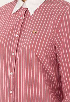 Kadın Vişne Çizgili Uzun Kollu Tunik Gömlek - 50297107019
