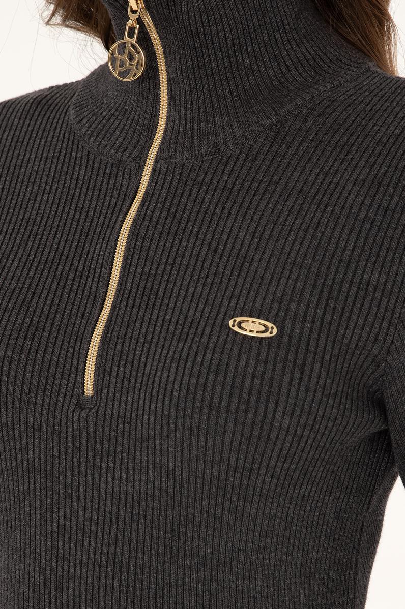 Kadın Antrasit Melanj Mini Boy Triko Elbise