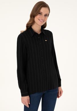 Kadın Siyah Çizgili Uzun Kollu Gömlek - 50297122010