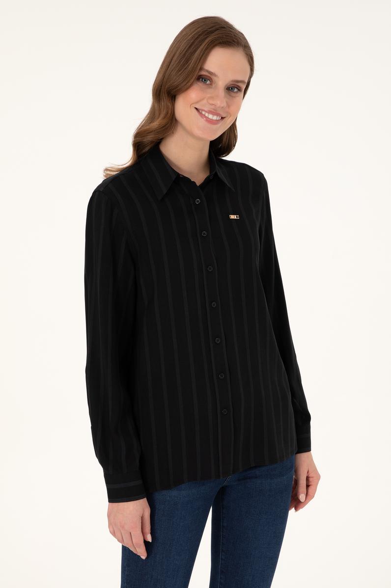 Kadın Siyah Çizgili Uzun Kollu Gömlek