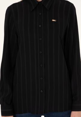 Kadın Siyah Çizgili Uzun Kollu Gömlek - 50297122010