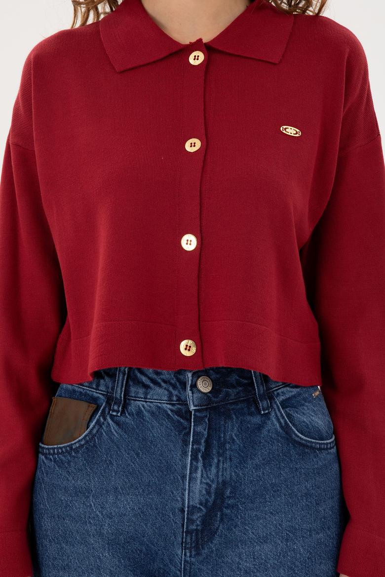 Kadın Vişne Triko Hırka - 50297152029