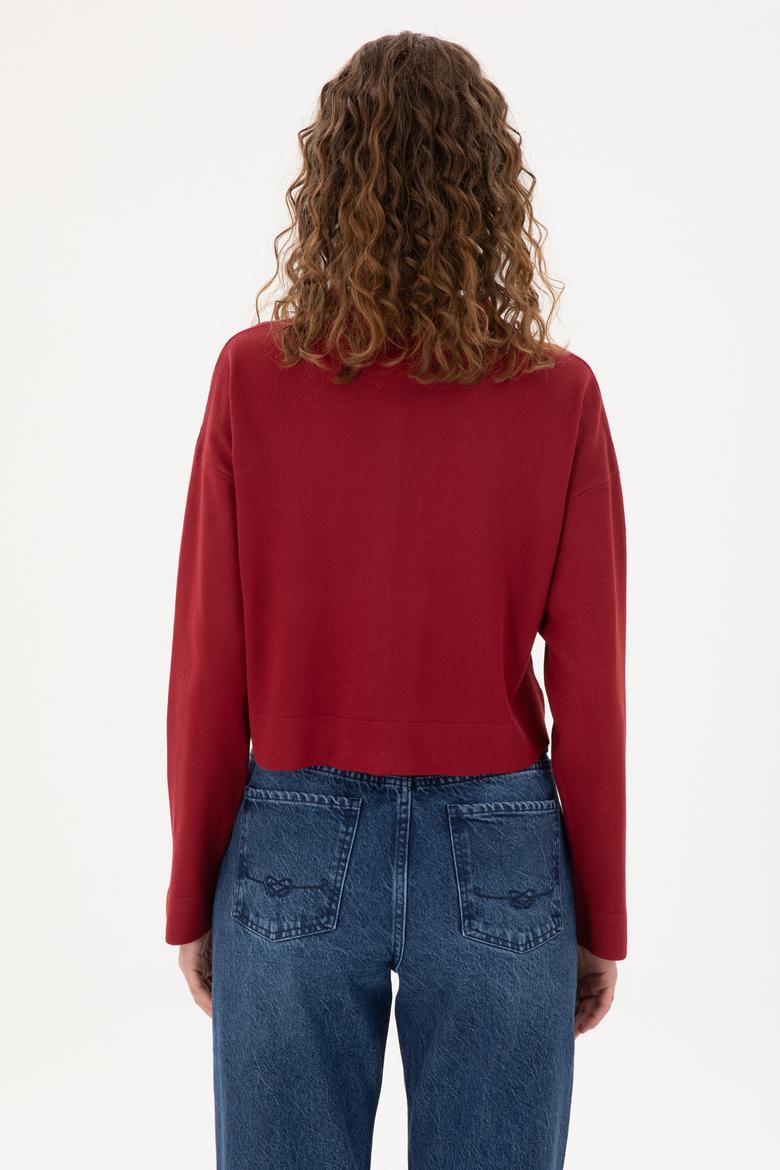 Kadın Vişne Triko Hırka - 50297152029