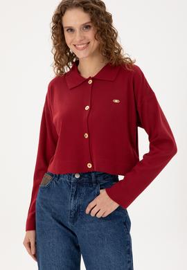 Kadın Vişne Triko Hırka - 50297152029