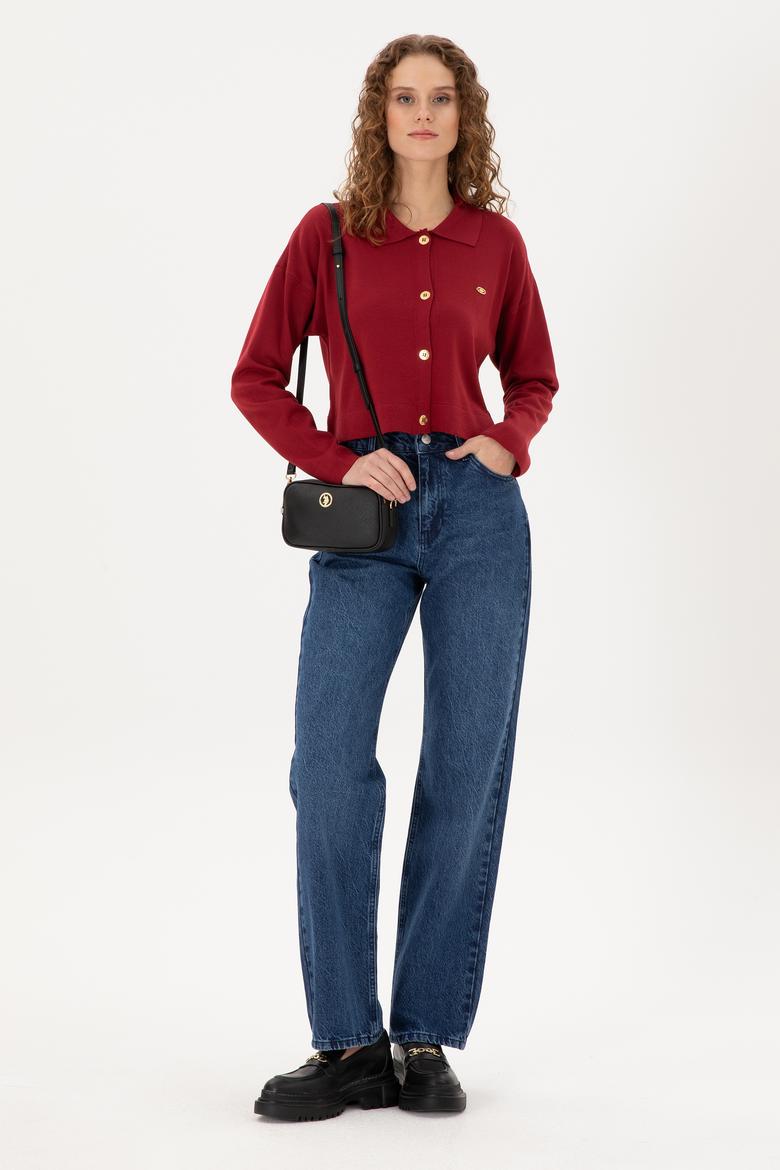 Kadın Vişne Triko Hırka - 50297152029