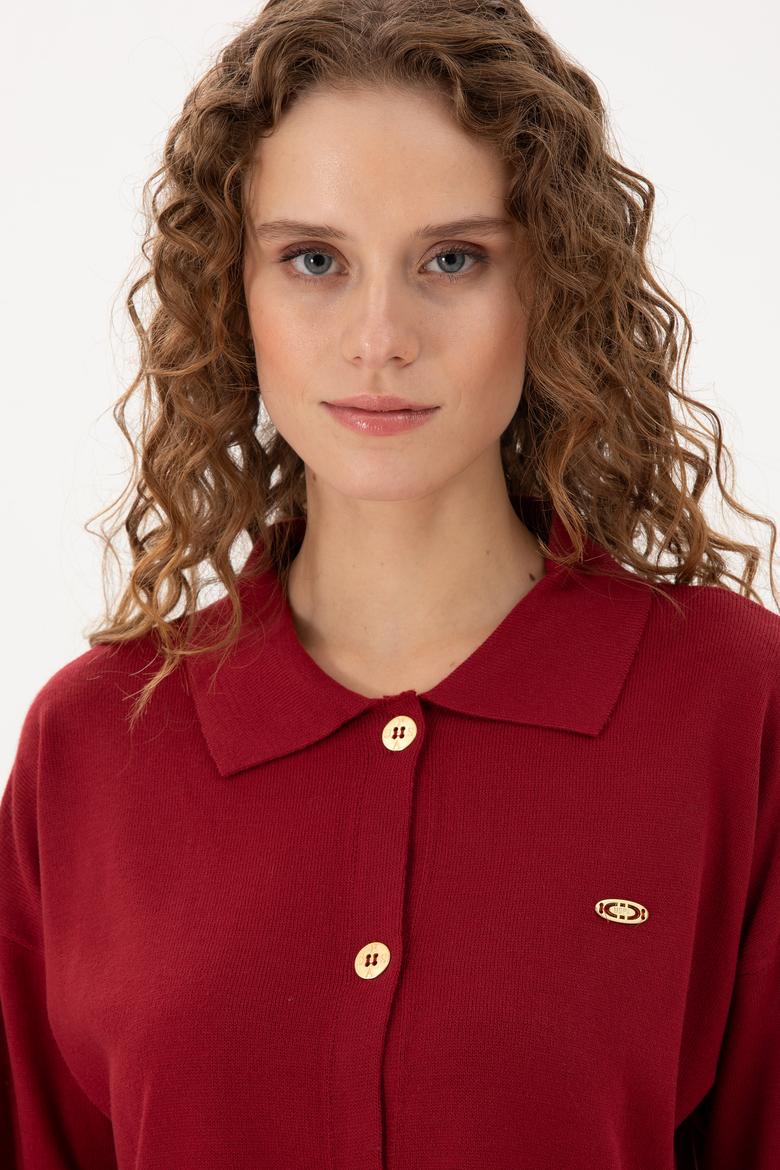 Kadın Vişne Triko Hırka - 50297152029