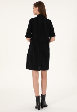 Kadın Siyah Mini Boy Dokuma Elbise - 50297365002