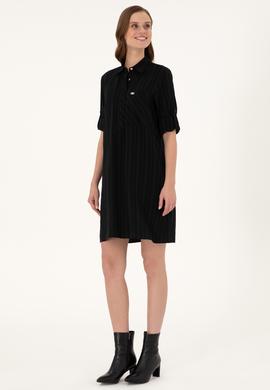 Kadın Siyah Mini Boy Dokuma Elbise - 50297365002