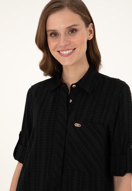 Kadın Siyah Mini Boy Dokuma Elbise - 50297365002