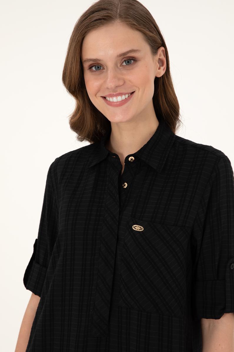 Kadın Siyah Mini Boy Dokuma Elbise