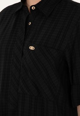 Kadın Siyah Mini Boy Dokuma Elbise - 50297365002