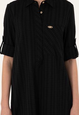 Kadın Siyah Mini Boy Dokuma Elbise - 50297365002