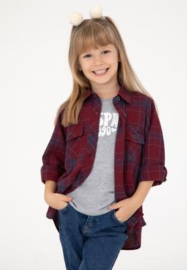 Kız Çocuk Kırmızı Uzun Kollu Gömlek - 50297470004