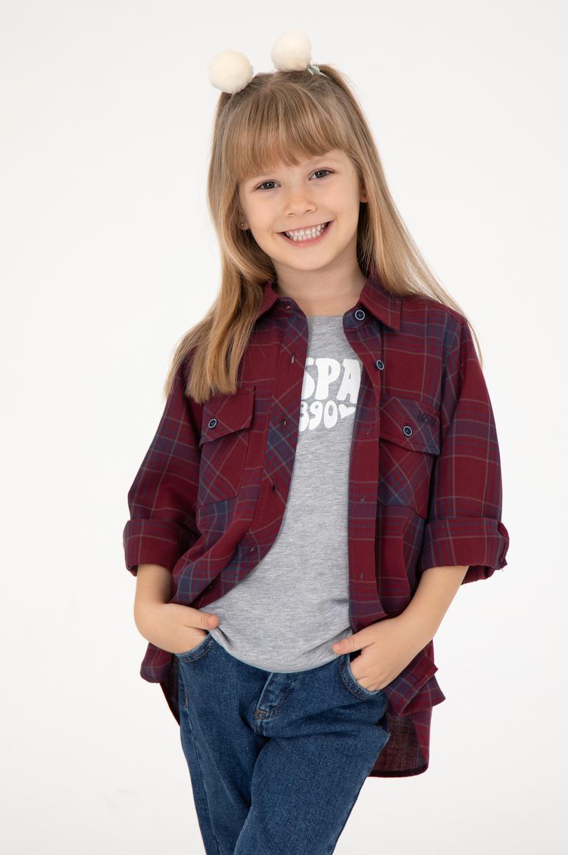 Kız Çocuk Kırmızı Uzun Kollu Gömlek