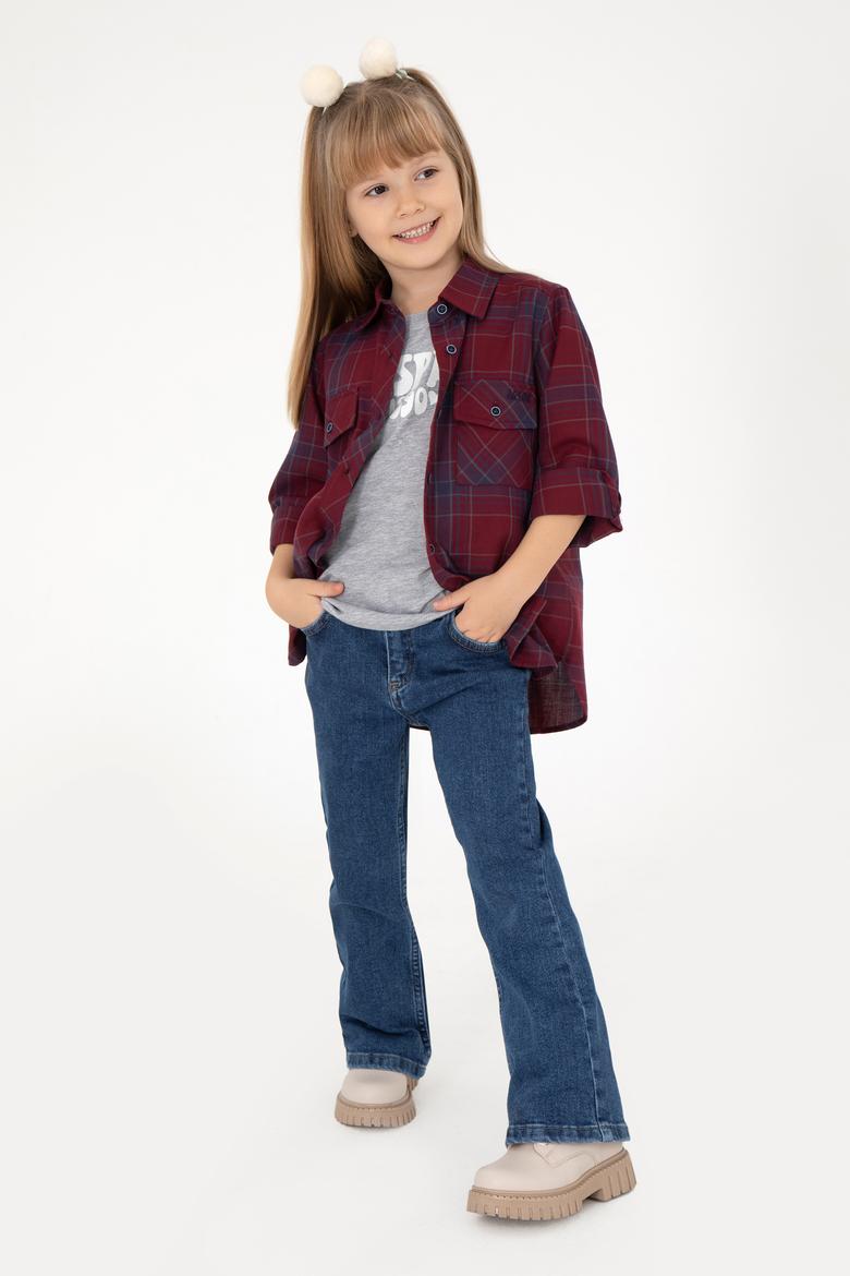 Kız Çocuk Kırmızı Uzun Kollu Gömlek - 50297470004