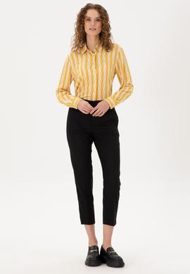 Kadın Siyah Carrot High Waist Fit Kanvas Pantolon - 50298545046