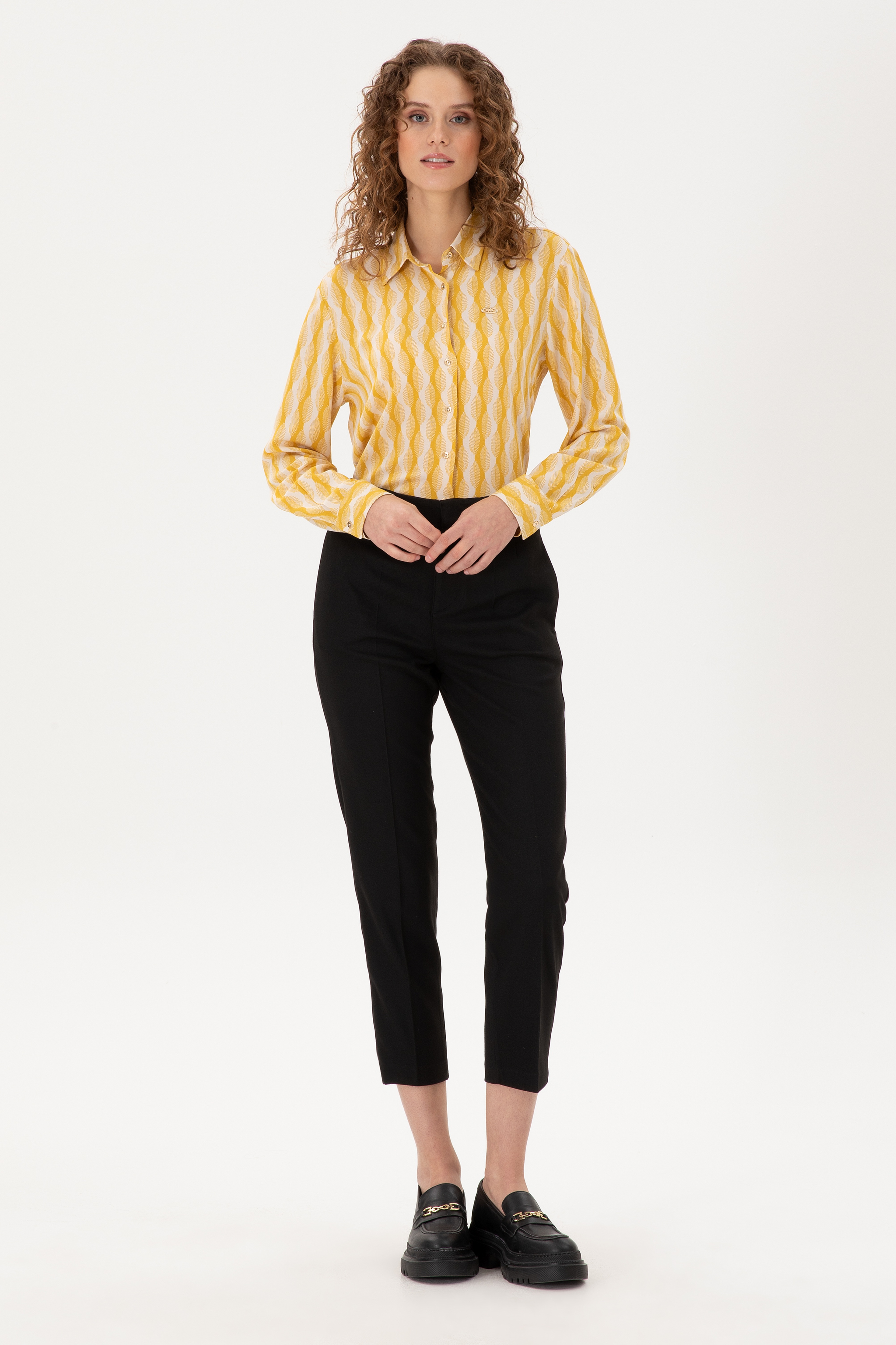 Kadın Siyah Carrot High Waist Fit Kanvas Pantolon - Image 3