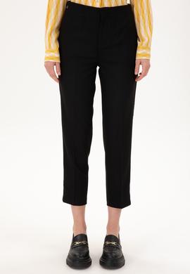 Kadın Siyah Carrot High Waist Fit Kanvas Pantolon - 50298545046