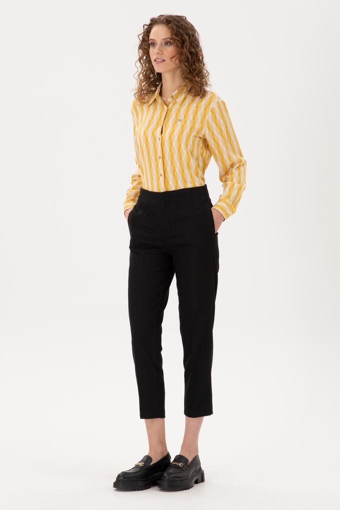 Kadın Siyah Carrot High Waist Fit Kanvas Pantolon