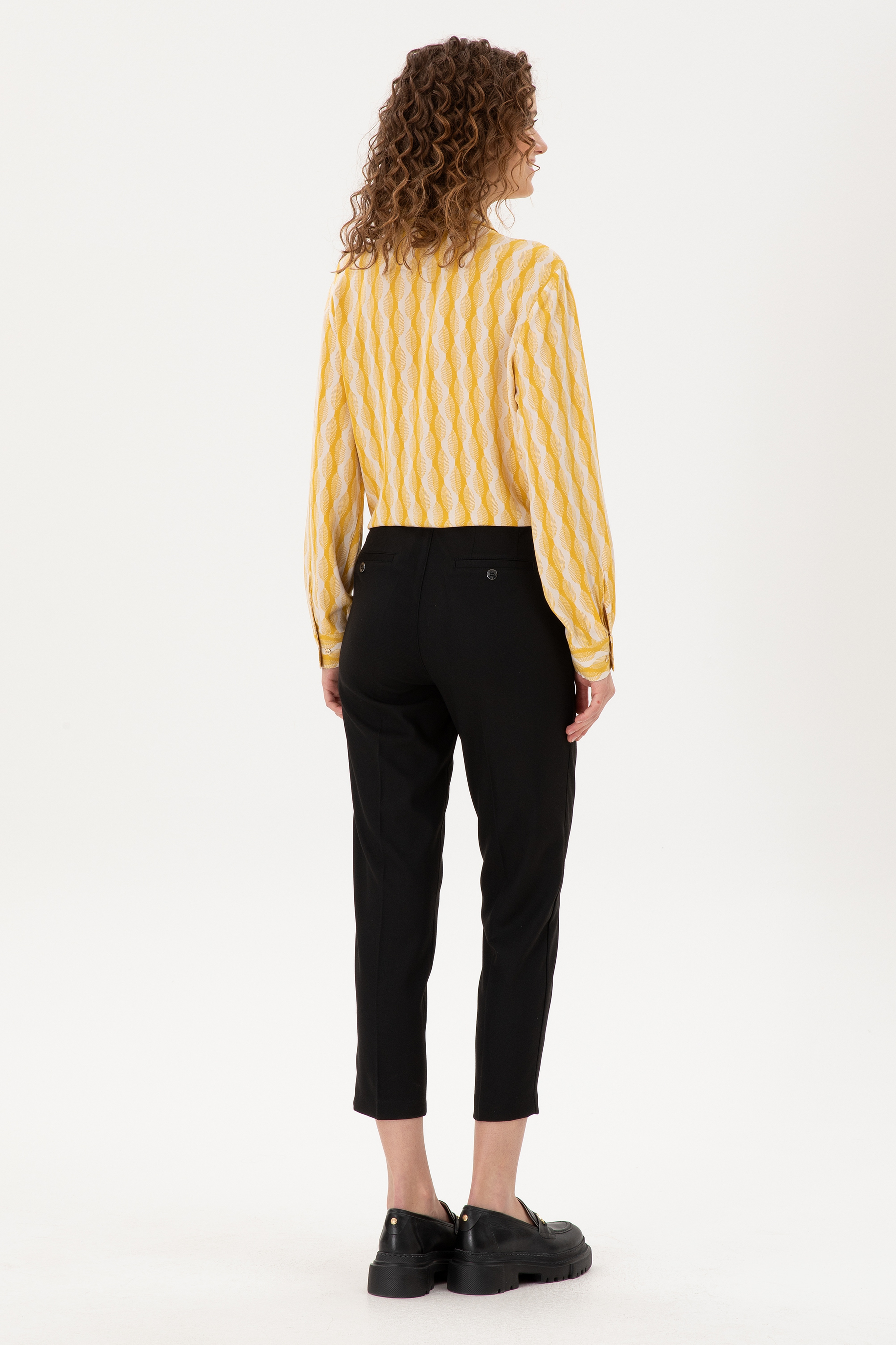 Kadın Siyah Carrot High Waist Fit Kanvas Pantolon - Image 4