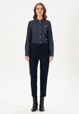 Kadın Lacivert Carrot High Waist Fit Kanvas Pantolon - 50298545004