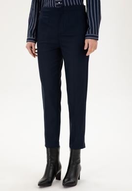 Kadın Lacivert Carrot High Waist Fit Kanvas Pantolon - 50298545004