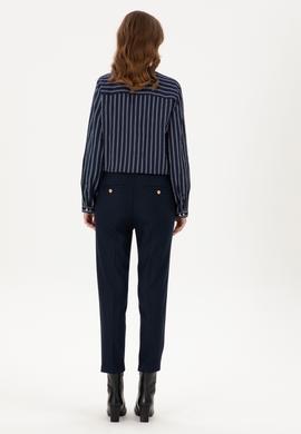 Kadın Lacivert Carrot High Waist Fit Kanvas Pantolon - 50298545004