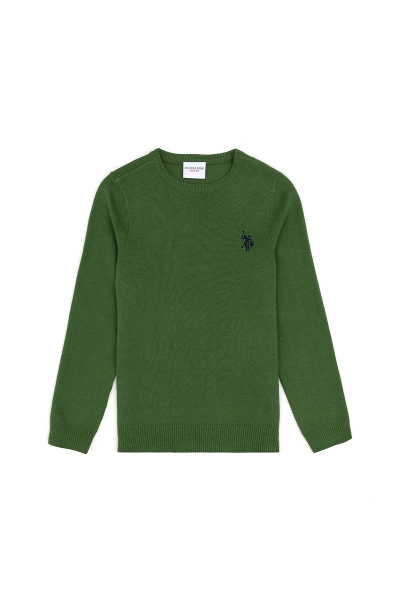 Erkek Çocuk Yeşil Basic Bisiklet Yaka Kazak