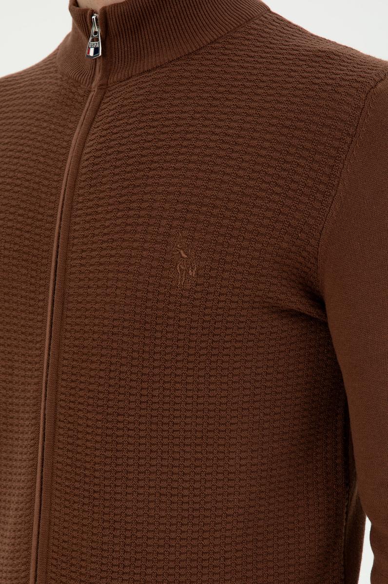 Erkek Kahverengi Basic Triko Hırka