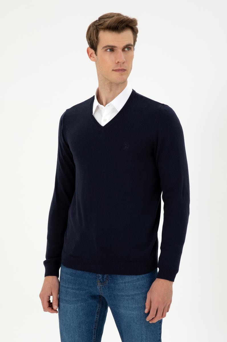 Erkek Lacivert Basic Kazak