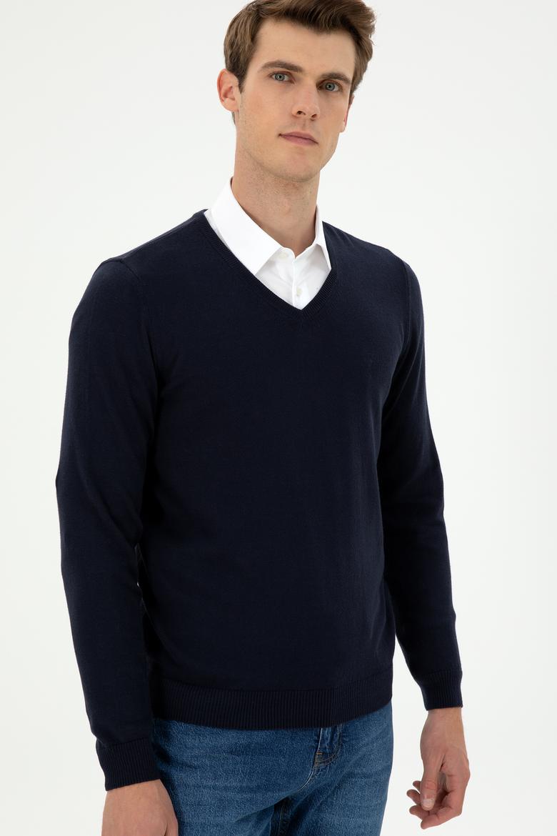 Erkek Lacivert Basic Kazak - 50294764043