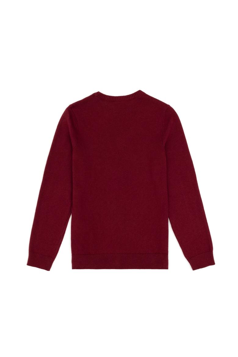 Erkek Çocuk Bordo Basic Bisiklet Yaka Kazak - 50294188009