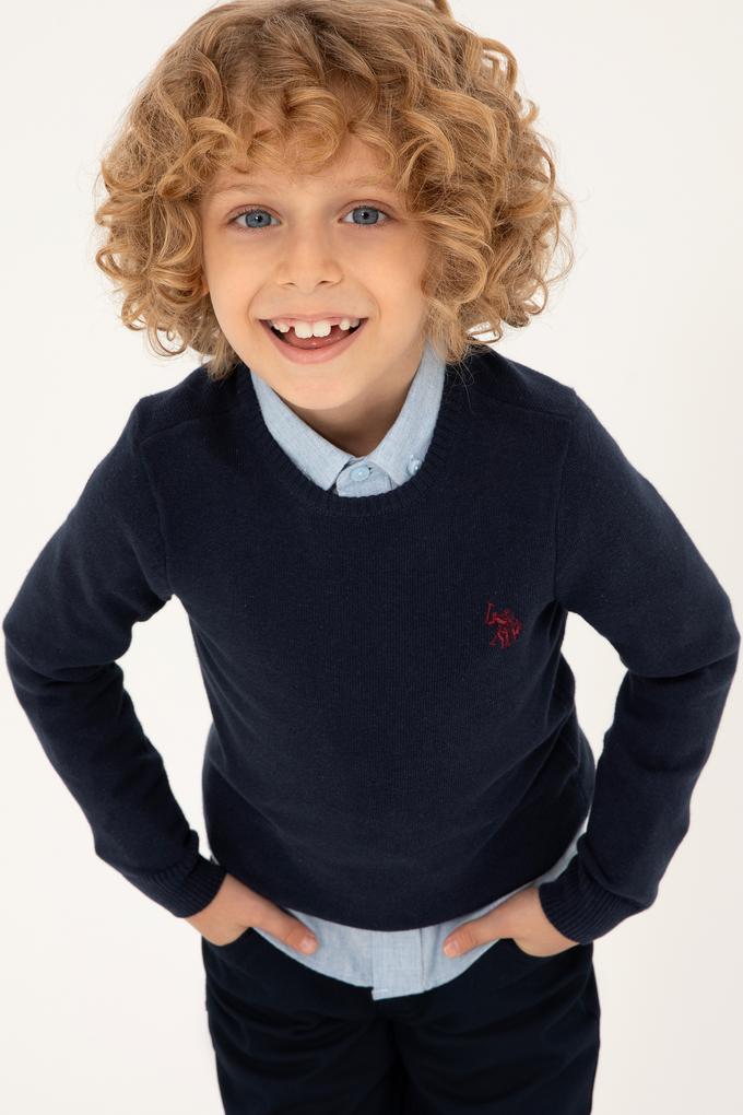 Erkek Çocuk Lacivert Basic Bisiklet Yaka Kazak